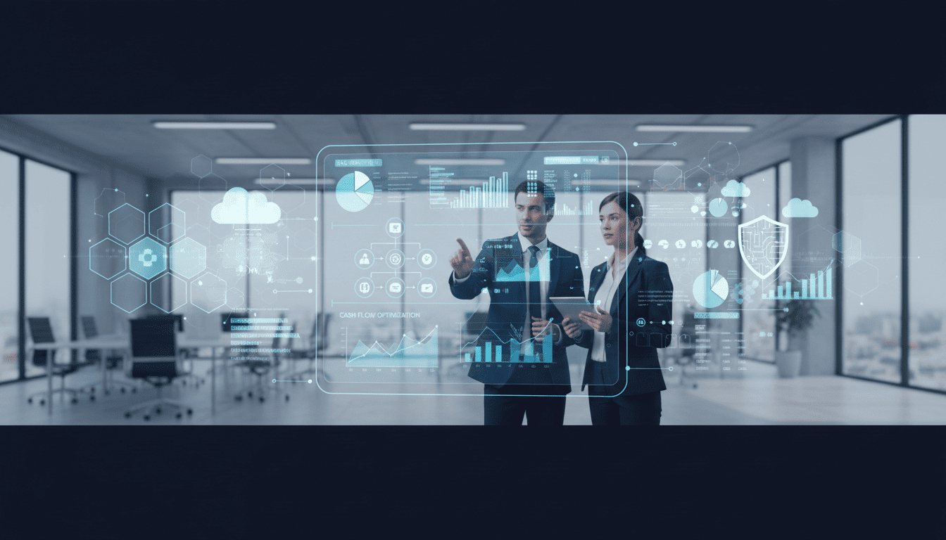 Precontabilidad para pymes representada con elementos tecnológicos y financieros en un entorno profesional